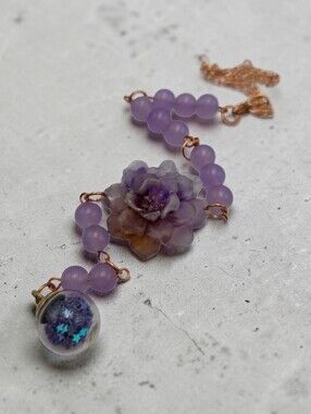 Handmade Purple Floral car charm with Beads